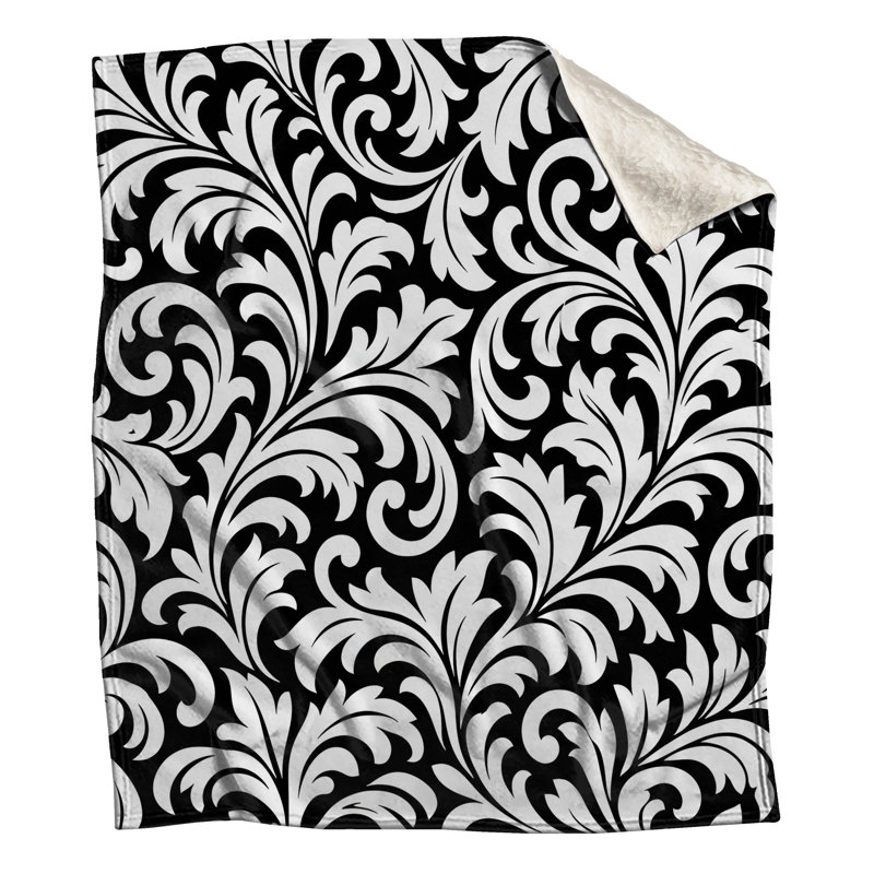 Black White Damask Blankets, 50in W x 60in H