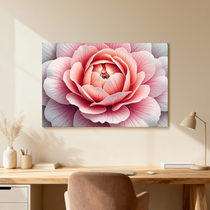 Plantes et fleurs, impression de motif floral rose, H 12 po x l 18 po, Impression encadrée sans passe-partout, Noir