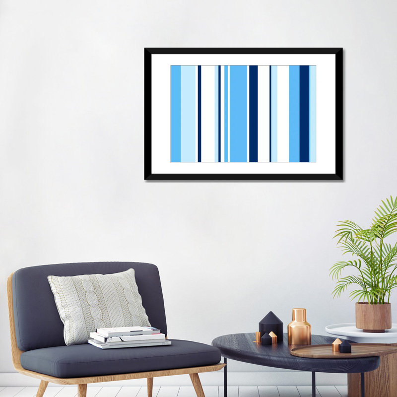 Art sur toile rayée, Papier beaux-arts encadré noir, H 24 po x l 32 po x P 1 po