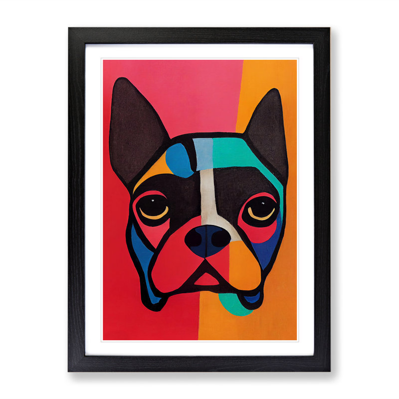 Pug Dog Abstract - Wall Art, Black Framed, 64cm H x 46cm W