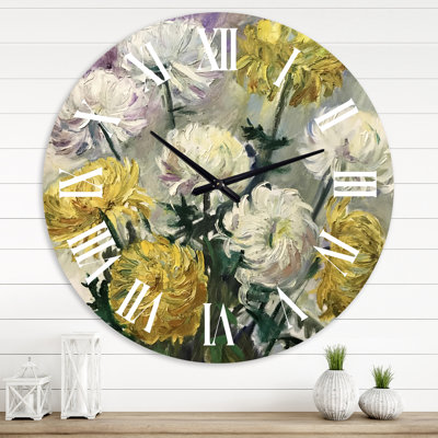 White and Golden Daisies - Traditional wall clock