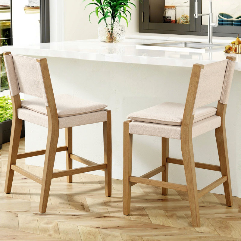 Jayden Counter Height Bar Stools with Backrest & Removable Cushion, Modern Solid Wood Counter Stools for Kitchen Island, Indoor Bar, Dining Room