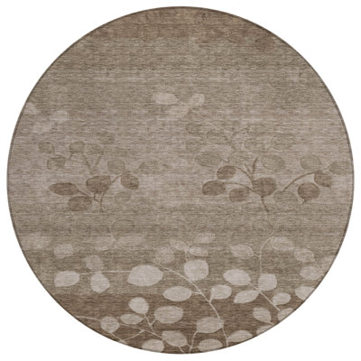 Machine Washable Indoor/Outdoor Xhevrie Taupe Rug