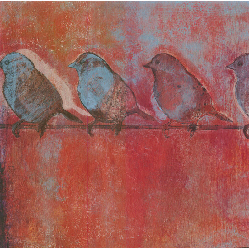 Row of Sparrows I, 15" H x 15" W