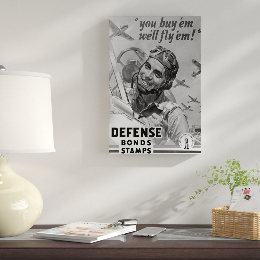 " 1940s Defense Bond & Stamp Poster From World War Two With Fighter Pilot Saying You Buy Em We Fly Em " by Vintage Images East Urban Home Mat
