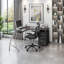 Bureau d'ordinateur moderne en L avec classeur et rangement, espresso