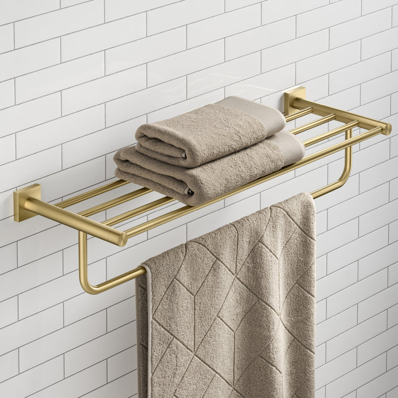 Ventus Wall Mounted Towel Rack, Brushed Gold