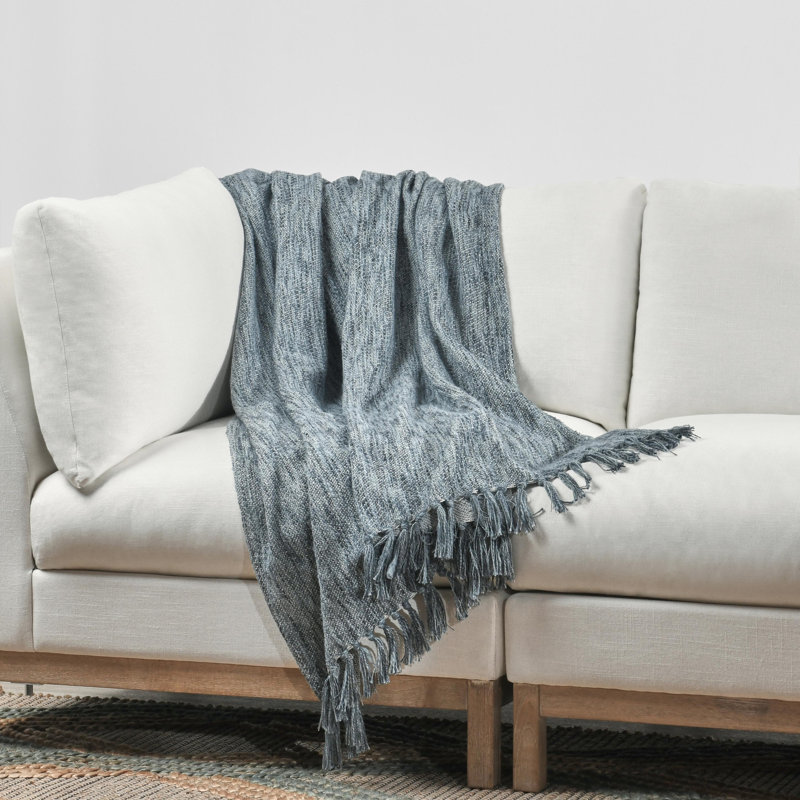 Sharma Hand Woven Throw Blanket, Blue