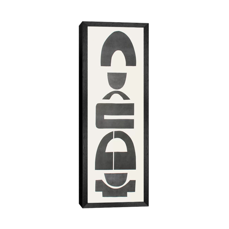 Neutral Totems IX by Rob Delamater - Panoramic Gallery-Wrapped Canvas Giclée on Canvas, 30.48 cm H x 91.44 cm W, Black Framed