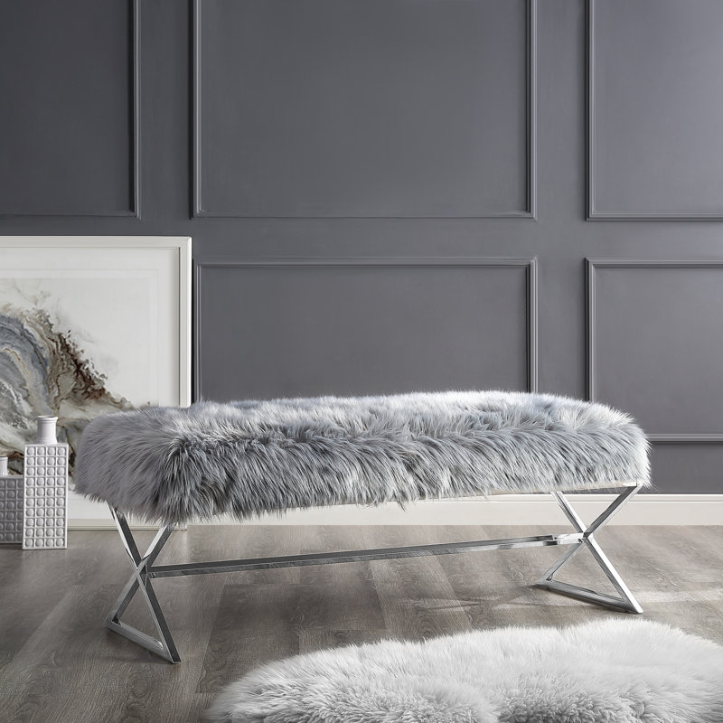 Banc rembourré Evonne, Gris