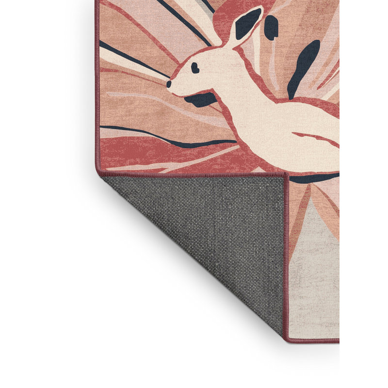 Soft Plush Fabiano Easter Modern & Contemporary Abstract Area Rug in Beige – Rose Binding, 6x9