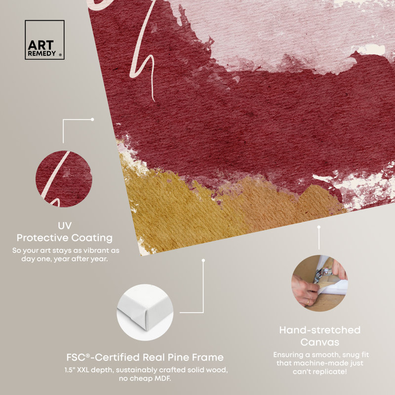 Burgundy and Cork Abstract Canvas Wall Art, 24" x 36"