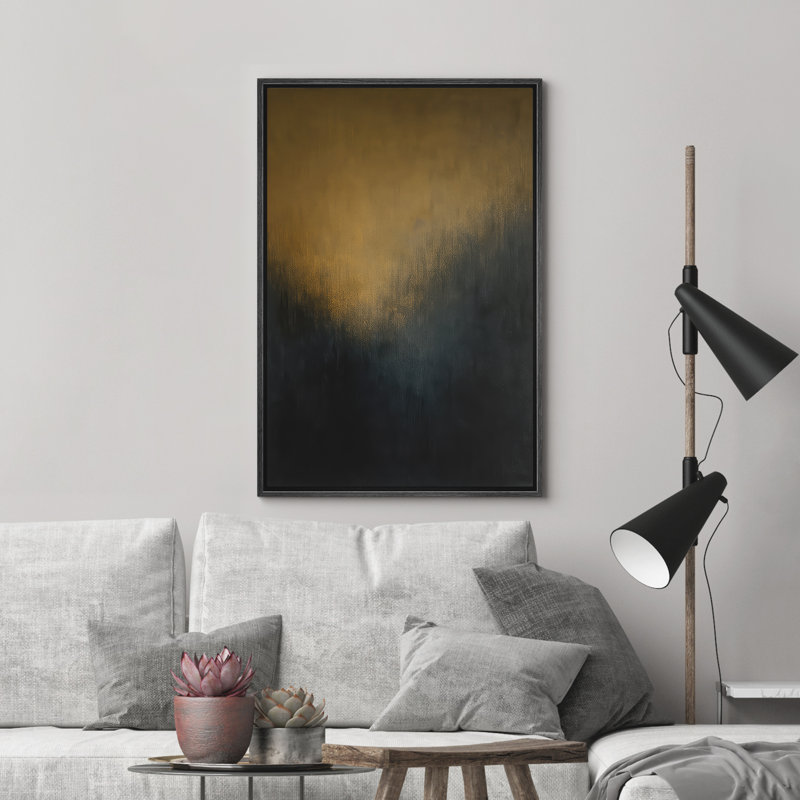 Reproduction d'art abstrait sur toile encadrée pour décoration intérieure moderne, Noir, H 24 po x l 16 po
