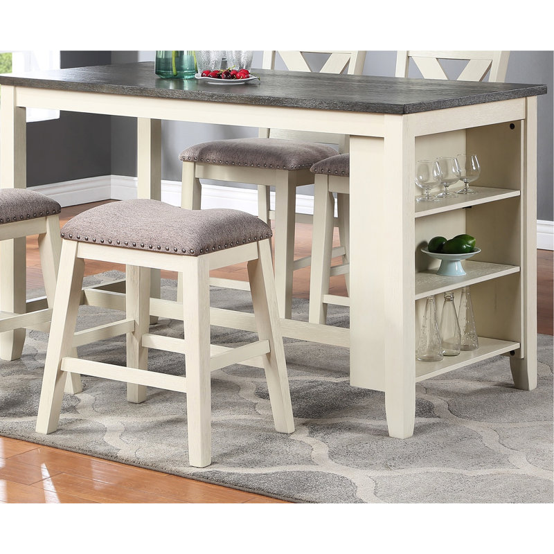 Tabourets de bar modernes de 2 - siège à coussin en bois crème pour salle à manger en mousse de style classique blanc