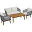 Conversation de patio extérieur avec structure en métal et coussins amovibles - 4 pièces coussins en bois