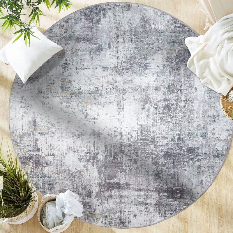 GLN Contemporary Collection - Modern Machine Washable Area Rug, Non Slip, Abstract, Living Room, Bedroom, Bathroom (Gray)