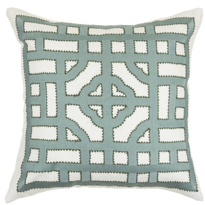 Embroidered Linen Throw Pillow