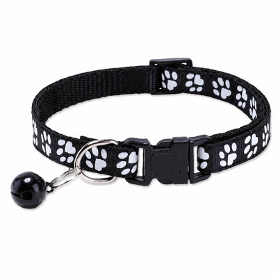 Breakaway Cat Collar with AirTag Holder & Bell – 0.4" Wide Adjustable PP Webbing Pet Collar with Paw Print, Safety Buckle & D-Ring, for Cats & Small Dogs (7.5–12.6", 10 Colors)