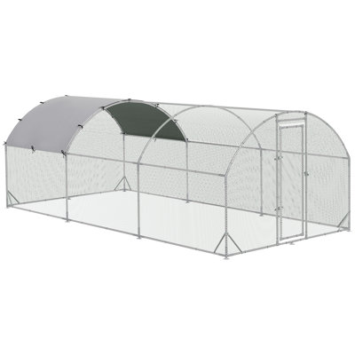 Walk-In Chicken Run Galvanised Chicken Coop with Cover 5.7 x 2.8 x 2m