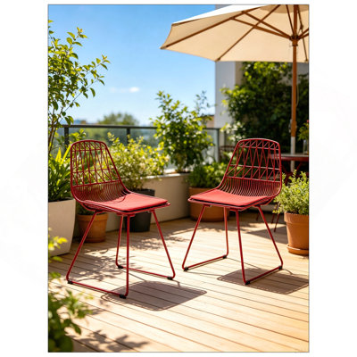 Chaises de bistro en métal Industrial, chaises d'appoint en similicuir rembourrées à dossier géométrique moderne, chaise en métal robuste et légère, chaise de café de cuisine intérieure et extérieure avec patins anti-rayures