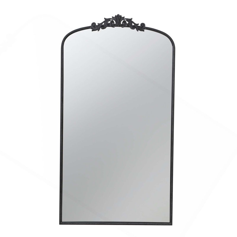 Full Length Arched Mirror With Metal Frame For Hanging Or Leaning, Brightens Room And Enhances Ambiance With Durable Protection