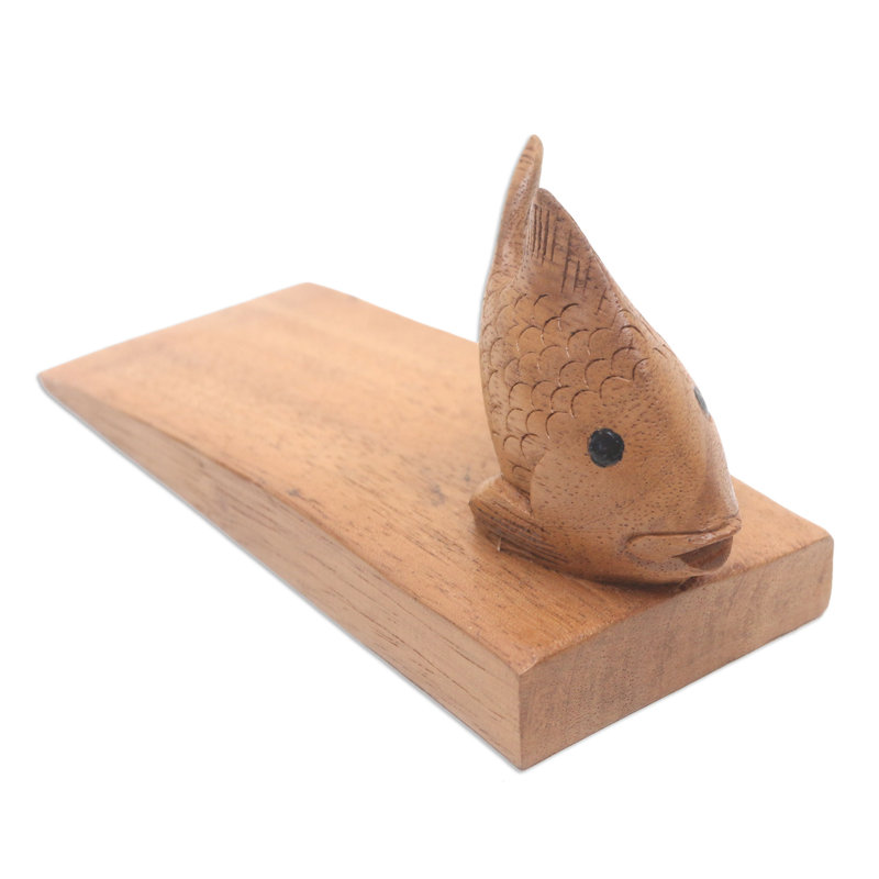 Butée de plancher de coin en bois un poisson rouge utile Lapeer, Bois brun