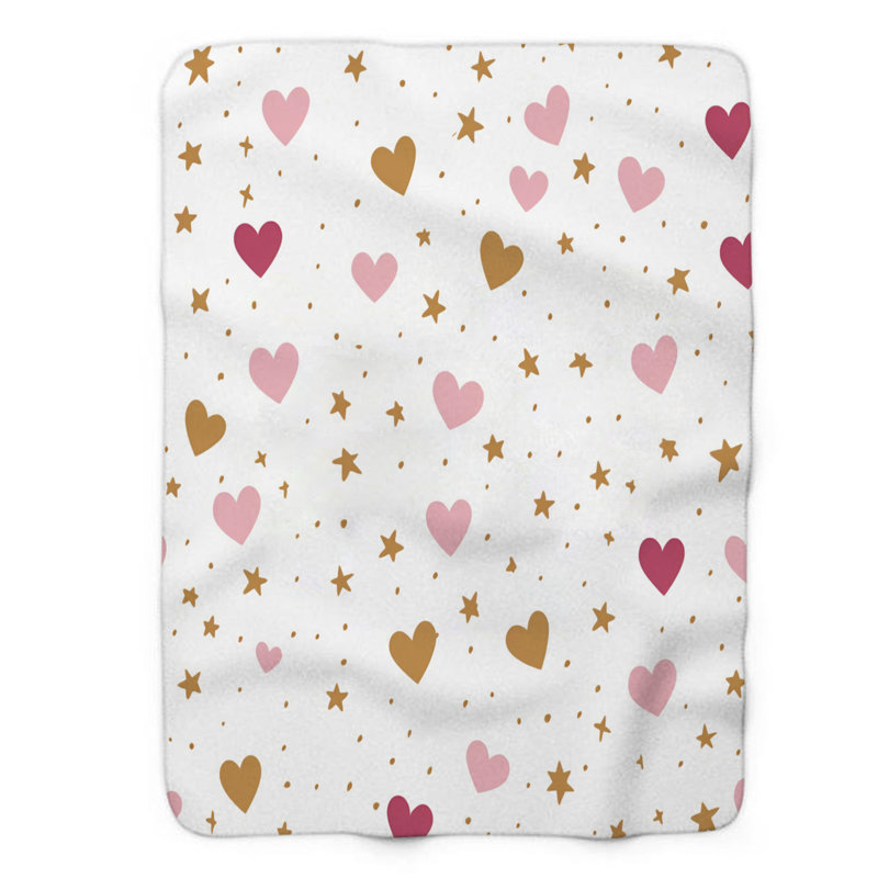 Cœur mignon - couverture sherpa de qualité supérieure 1 pièce, L 60 po x L 80 po