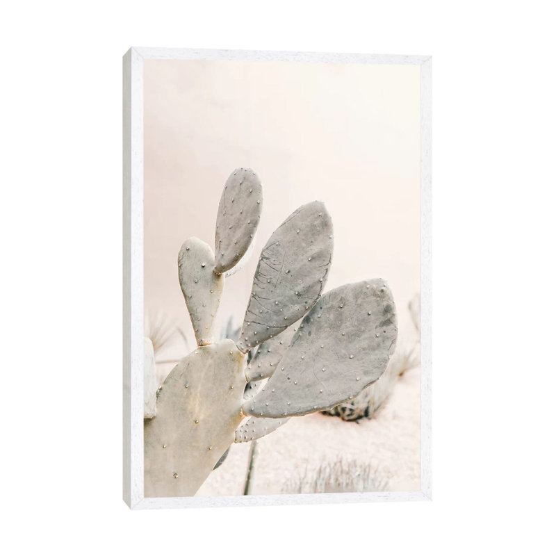 Neutral Cactus - Print on Canvas, 101.6cm H x 66.04cm W x 3.81cm D, White Framed