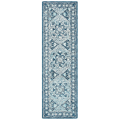 Rubalcava Oriental Wool Navy/Light Blue Area Rug
