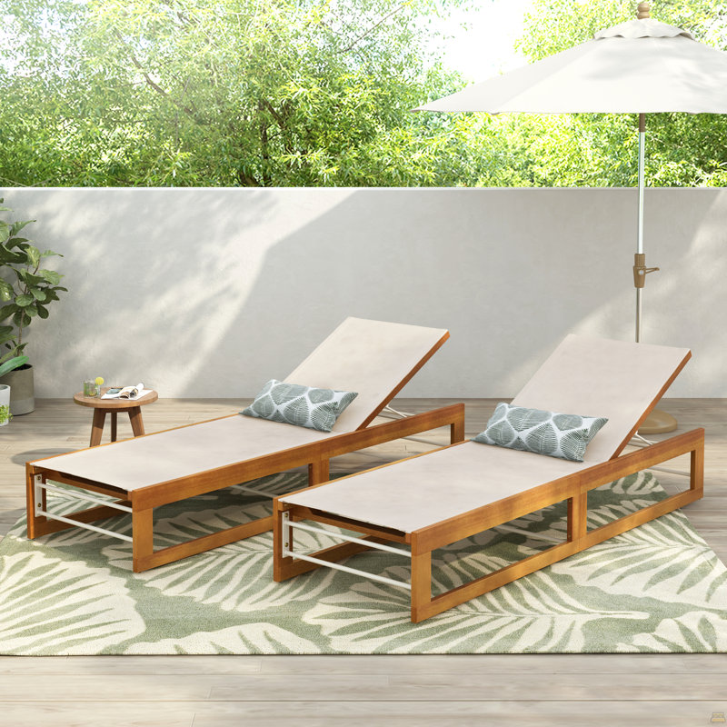 Chaise longue (ensemble de 2), Beige