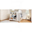Lit mezzanine double avec tiroirs, tablettes et lumière - blanc-81402397
