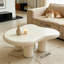 Table basse Cloud, table de coin ronde ronde en bois avec 4 pieds de 47,24 po blanc chaud et irrégulier, table de thé d'intérieur moderne et épaisse, table de bout de dessin animé pour la chambre à coucher du salon 