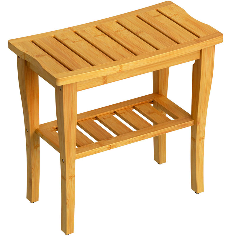 Banc de douche en bambou avec tablette de rangement, siège de baignoire spa imperméable, tabouret de douche pour la douche intérieure, banc de salle de bain