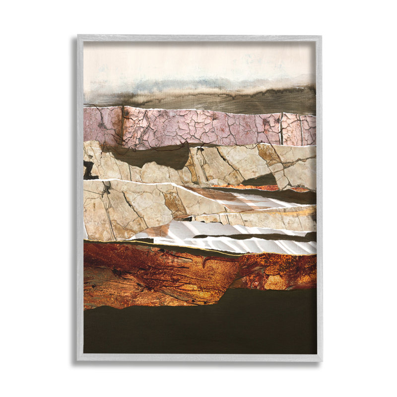 Motif abstrait de paysage géodésique de roches abstraites par Design Fabrikken - Peinture, H 20 po x l 16 po x P 1,5 po