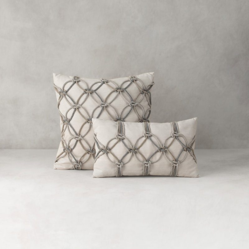 Rope Sunbrella® Square Indoor/Outdoor Throw Pillow Cover & Insert by Elaine Smith, Grigio