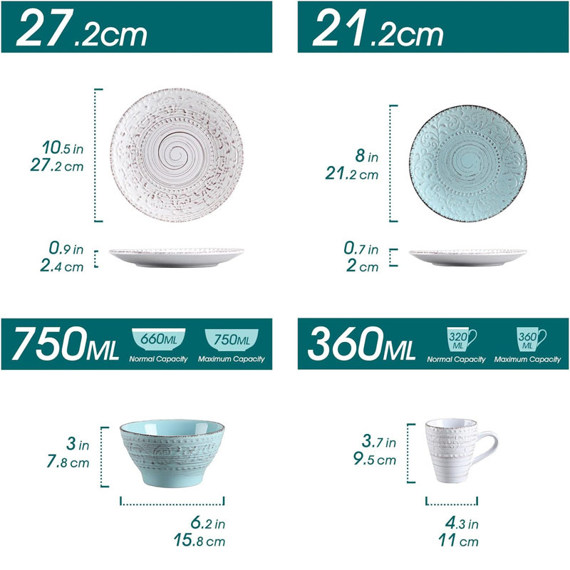 32 Piece Dinnerware Set, Service for 8