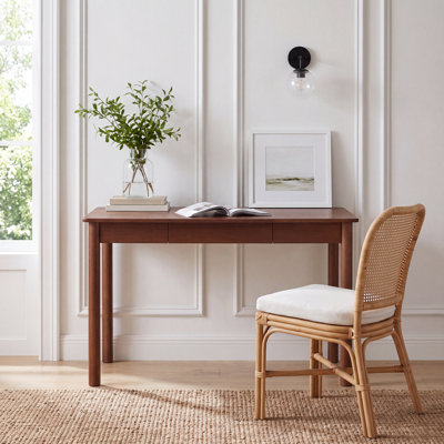 Bureau d'écriture moderne en bois massif 35,4 "avec 2 tiroirs