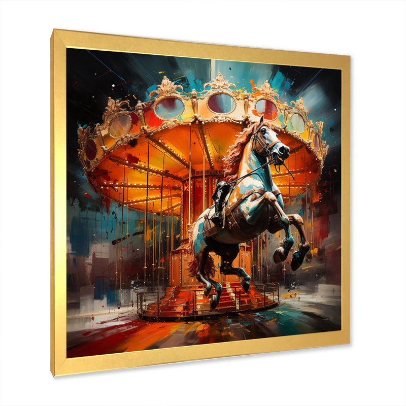 Dynamic Carousel - Carousel Canvas Art Print, H 30 po x l 30 po x P 1 po, Encadrement doré