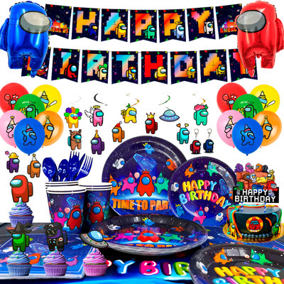 Among Us Birthday Decorations for Boys Kids, 171pcs Among Us Birthday Party Favours Set