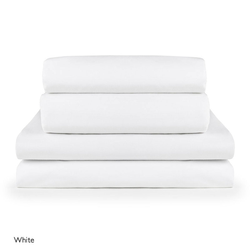 Stitt Polycotton Cover Set, Single Duvet Cover + 1 Standard Pillowcase, White