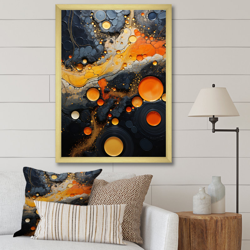 Geyser Geothermal Wonders Collage III - Art mural abstrait sur toile, H 32 po x l 24 po x P 1 po, Encadrement doré
