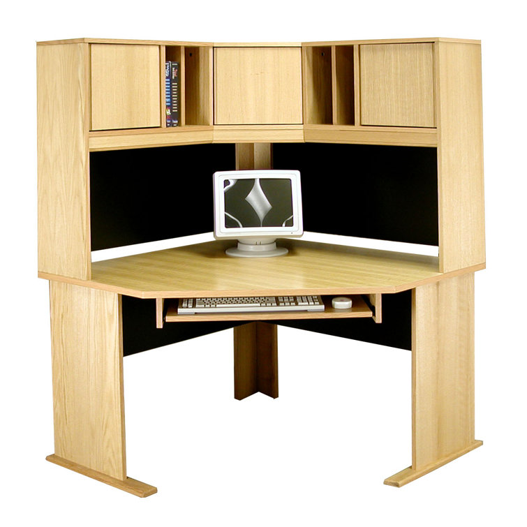 Modular Real Oak Wood Veneer Furniture Computer Desk with Hutch