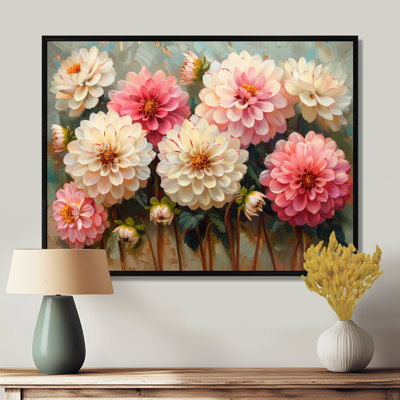 Pink Green Petite Petals Dahlia - Dahlia Wall Art