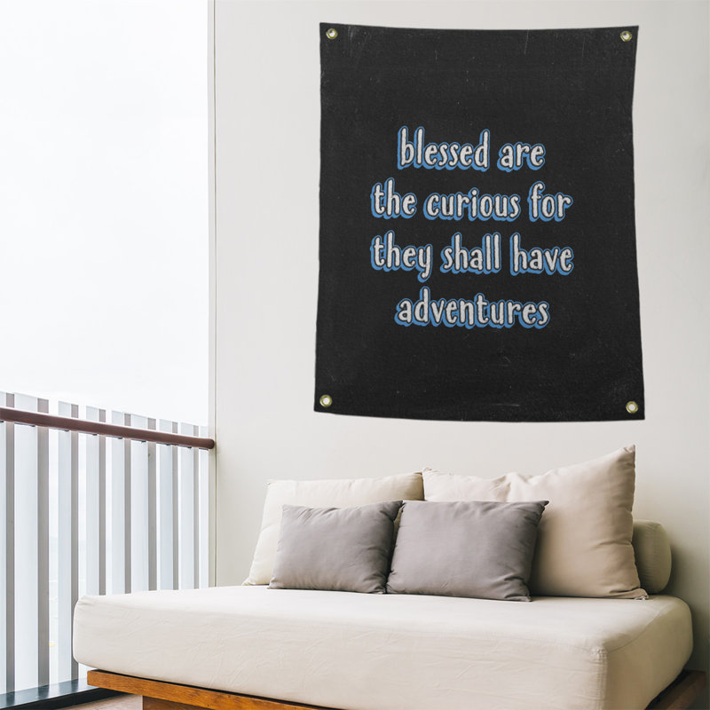 Tapisserie tableau noir en citation de polyester, H 80 po x l 59 po, Bleu