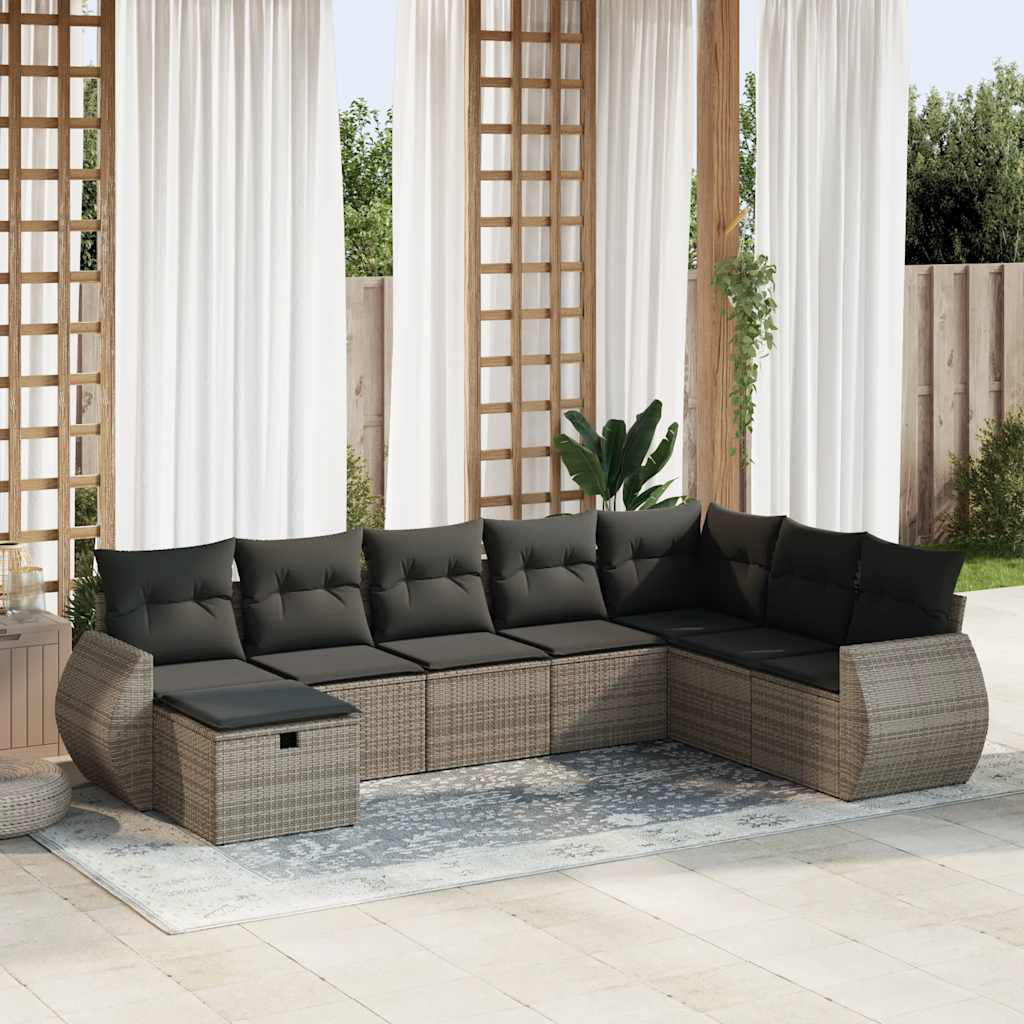 Vidaxl 8-Tlg. Garten-Sofagarnitur Mit Kissen Schwarz Poly Rattan