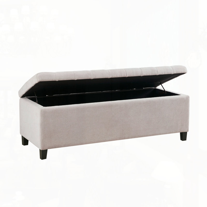 Banc de rangement capitonné à fermeture douce, Naturel