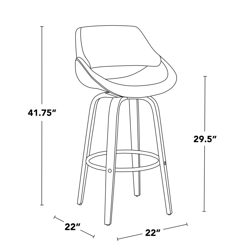 Tabouret de bar et de comptoir rembourré Najrin, Bleu, Noyer / Chrome, Bar Stool (30" Seat Height)
