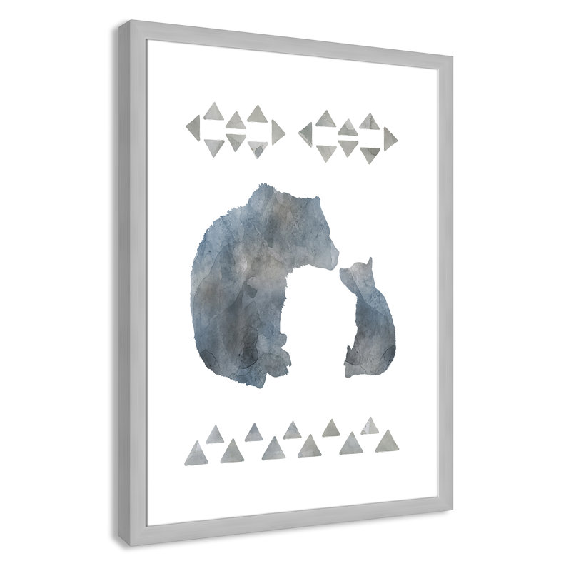 «Little Man Cave Bears», art encadré, H 34,5 po x l 24,5 po x P 0,63 po, Cadre argenté