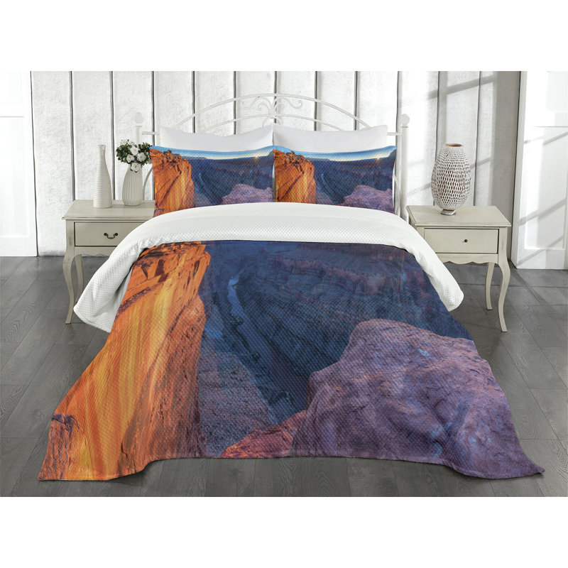 Ambesonne Landscape Bedspread Sunrise at Toroweap, Queen Bedspread + 2 Standard Shams