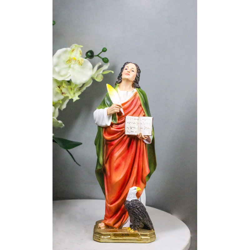 Figurine apôtre Saint Jean l'Evangéliste avec aigle 12 po H